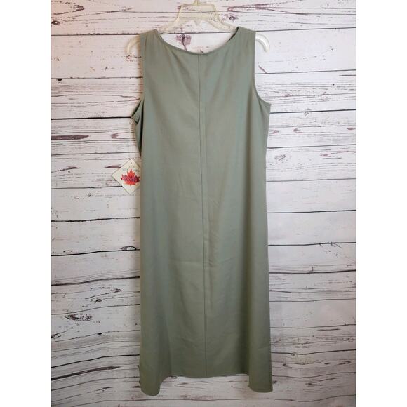 NWT VTG Maxi Dress Women's Sz 10 Leslie Belle Green Leaf Side Slit Sleeveless - Picture 7 of 11